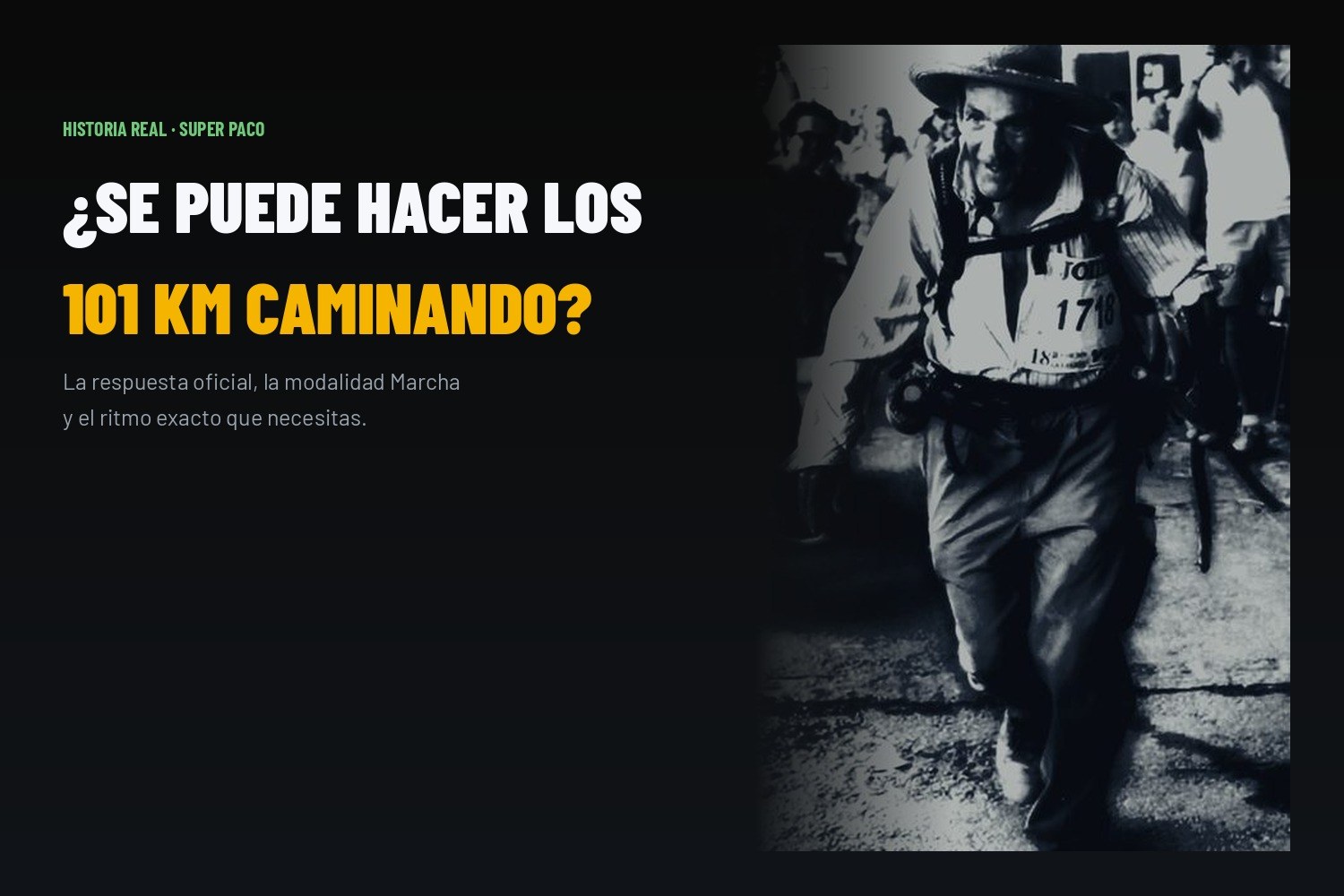 Super Paco marchando en los 101 KM de La Legión, con sombrero de paja y bastones — la prueba de que se puede hacer caminando